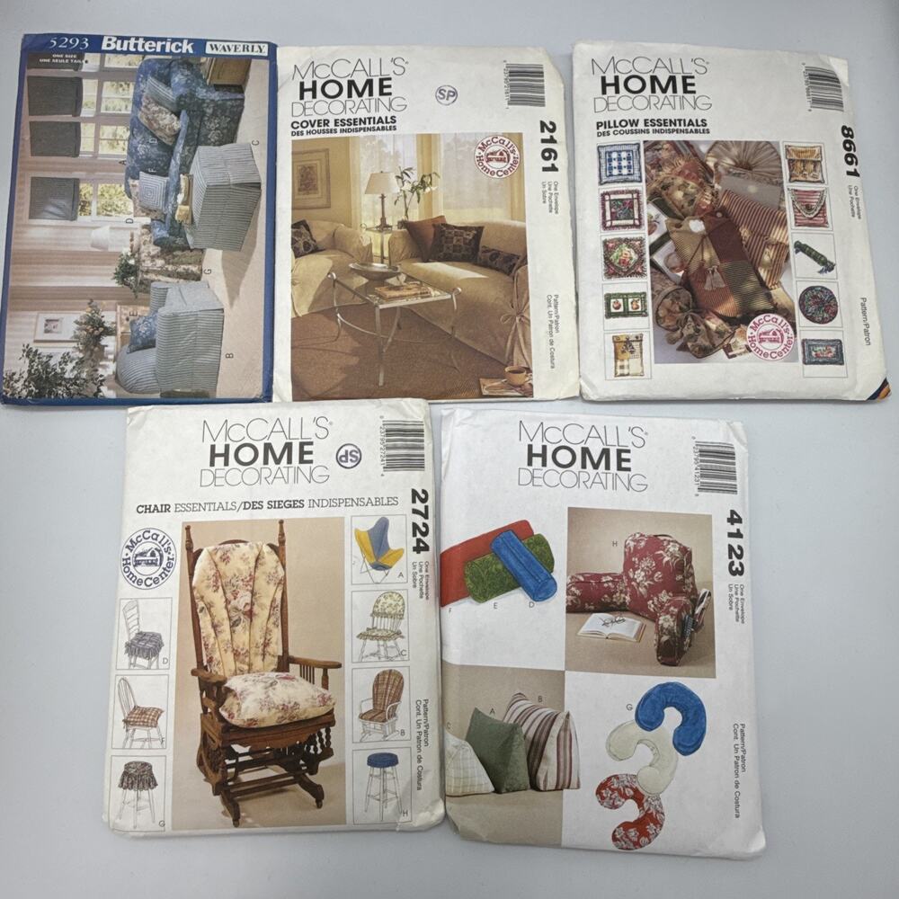 Vtg McCall's Home Decorating Patterns LOT of 5 Pillows Covers Chairs Living Room